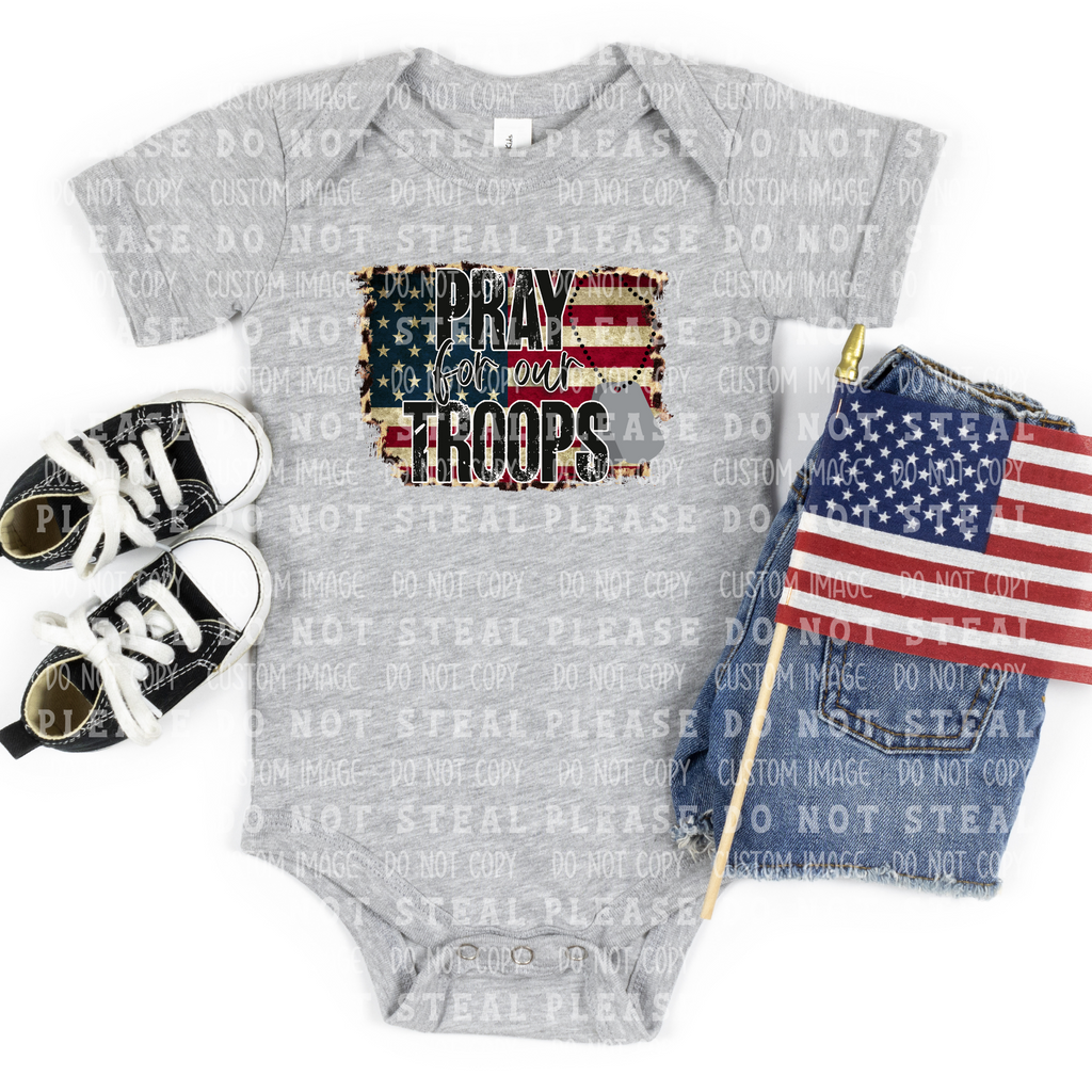 7-32 Pray for Our Troops Circle DTF TRANSFER ONLY