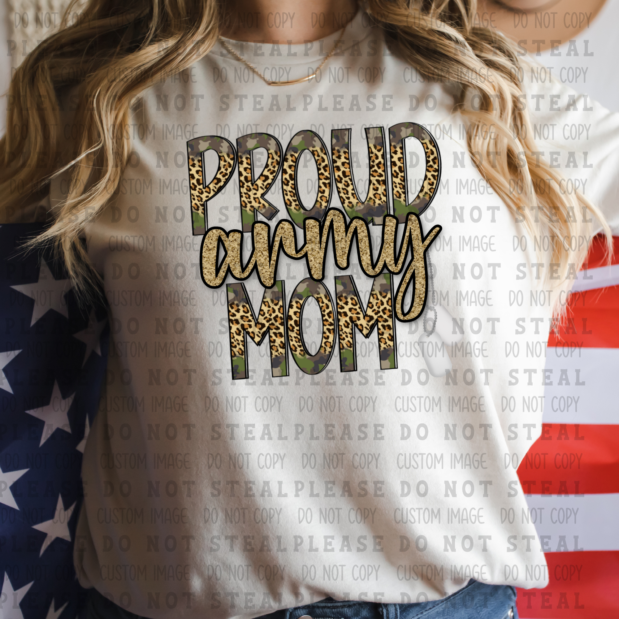 7-78 Proud Army Mom Green & Cheetah DTF TRANSFER ONLY