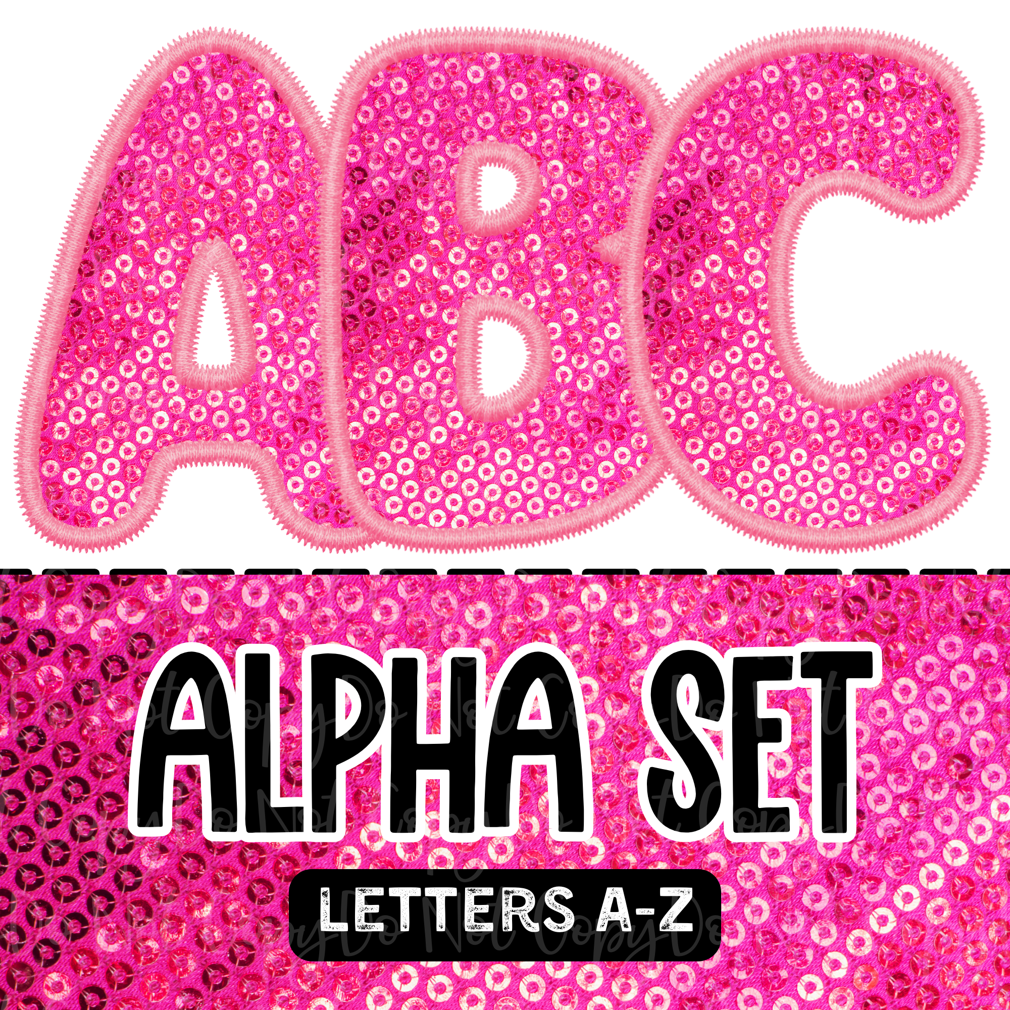 42-02 Bubble Faux Embroidery - Bubble Gum Pink Sequin Alpha DTF TRANSFER ONLY