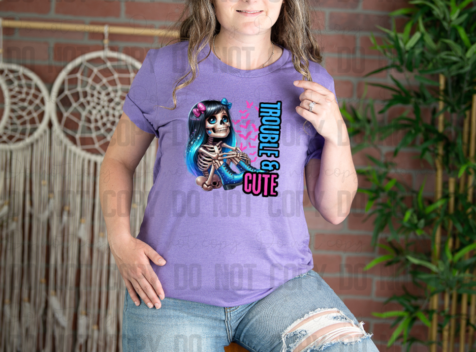 C-07 Trouble & Cute Black DTF Transfer ONLY