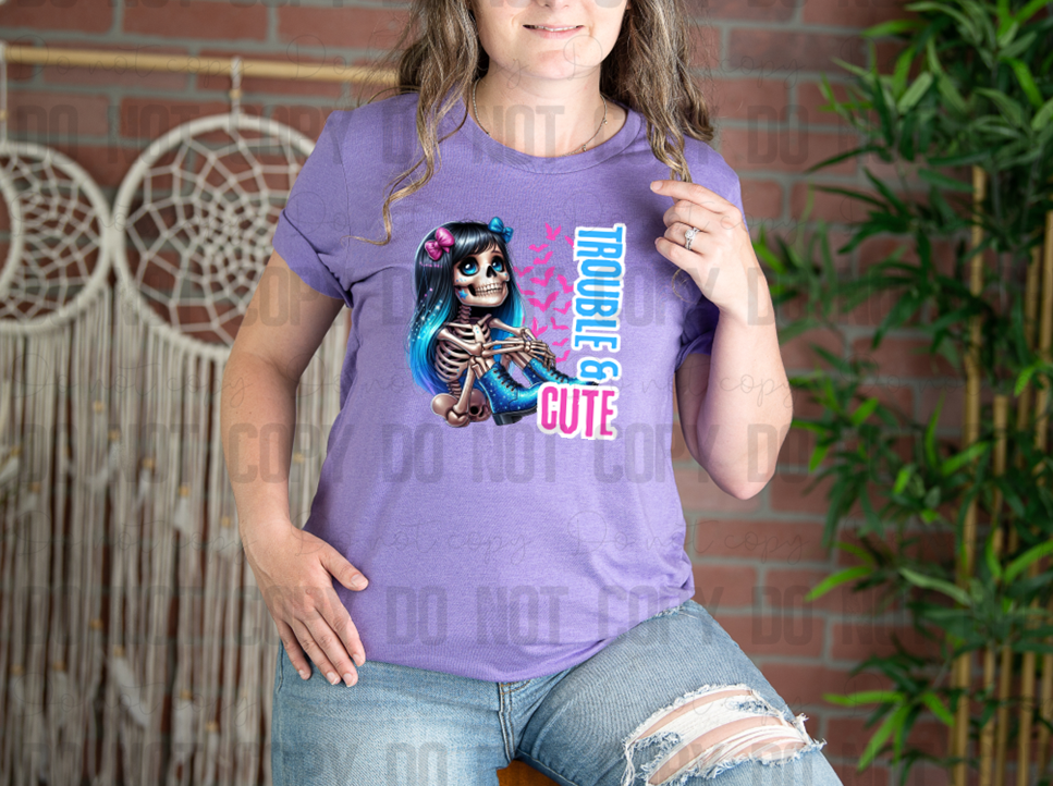 C-08 Trouble & Cute White DTF Transfer ONLY