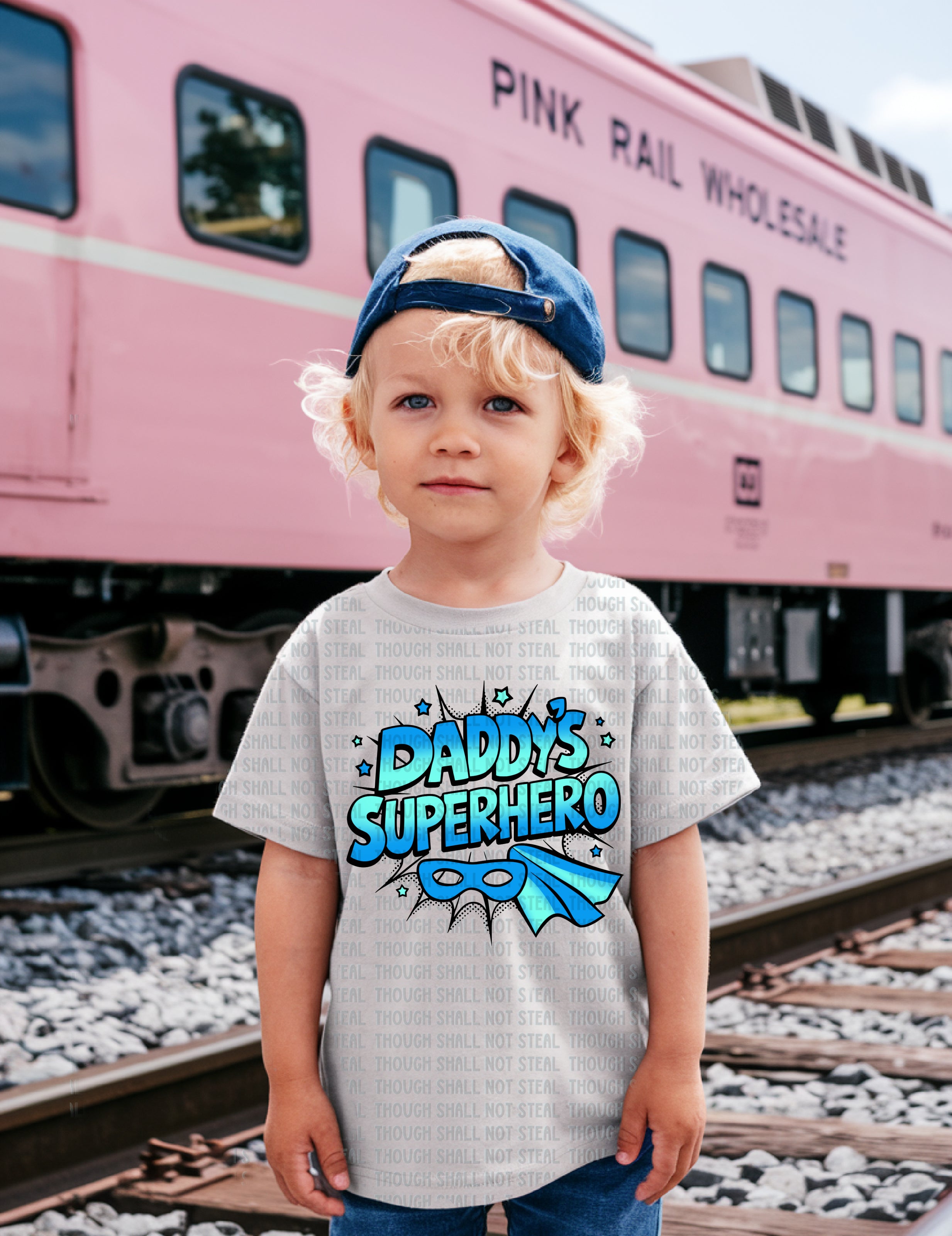 C-25 A Daddy_s Superhero - Blue and Aqua DTF Transfer ONLY