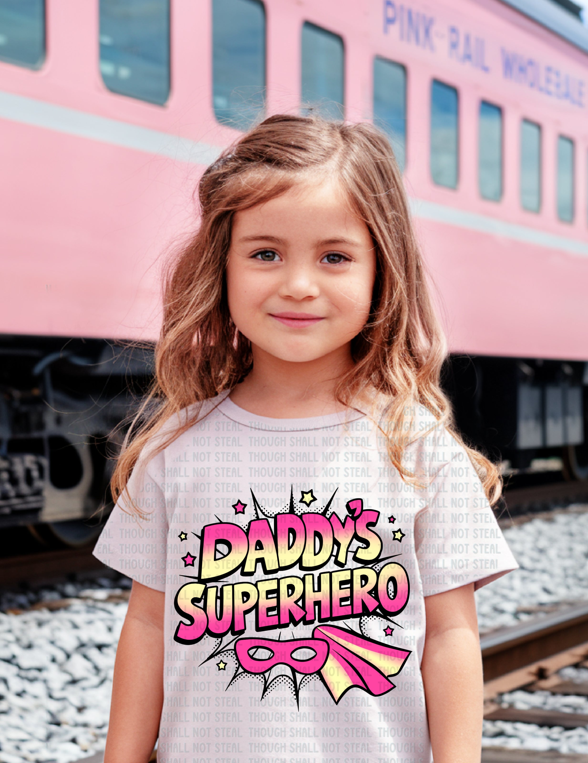 C-25 B Daddy_s Superhero - Pink and Yellow DTF Transfer ONLY
