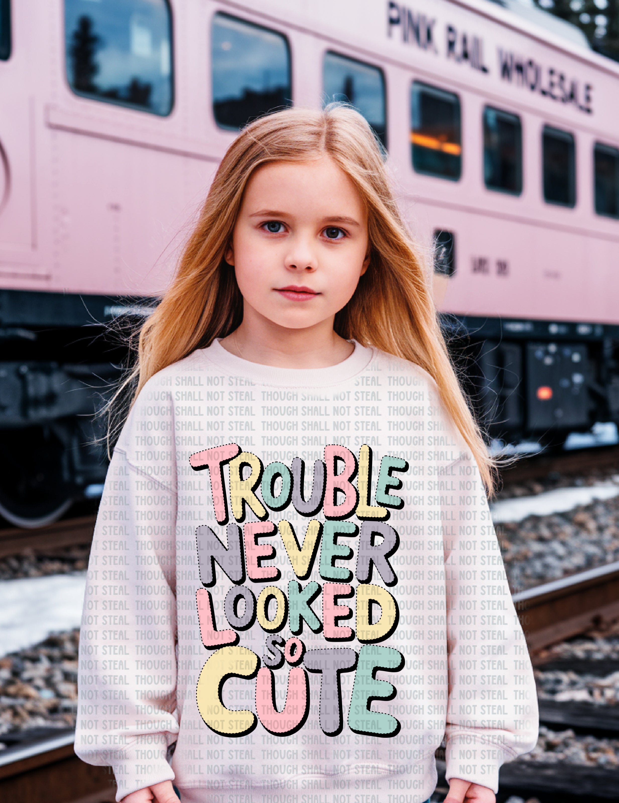 C-35 B Girl - Trouble Never Looked so Cute DTF Transfer ONLY