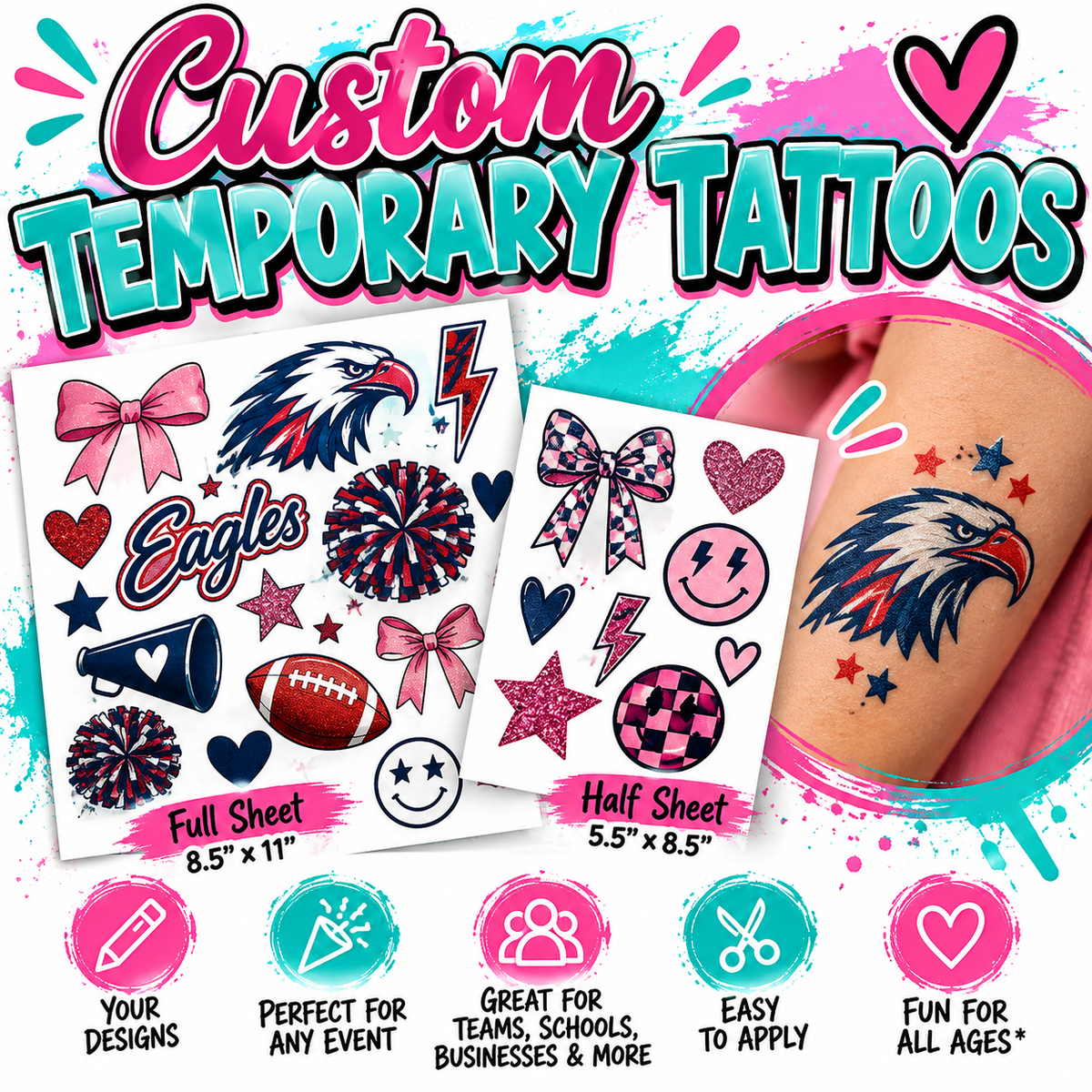 Custom Temporary Tattoos | Full &amp; Half Sheets