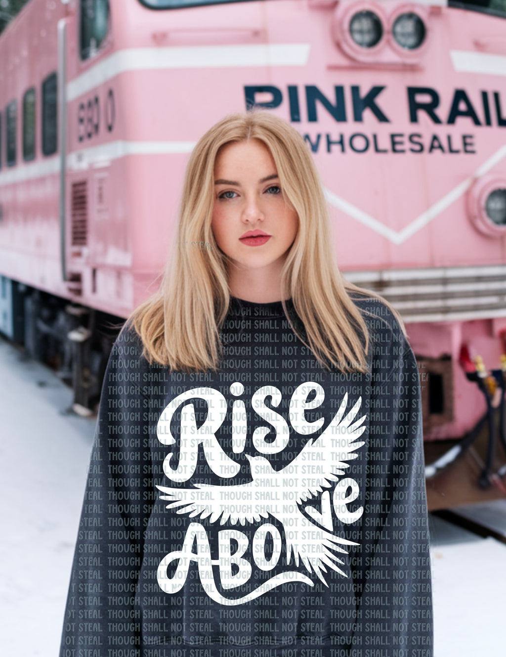 D-100 B White - Rise Above Completed Tee