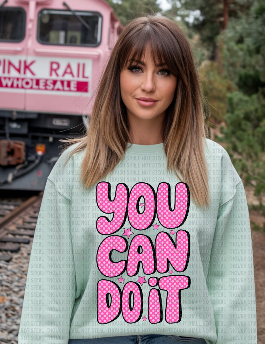 D-103 B Pink Polka - You Can Do It Completed Tee