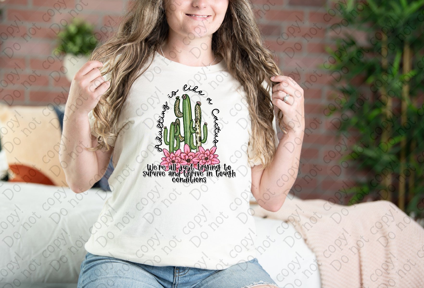 D-132 Adulting is Like a Cactus Completed Tee