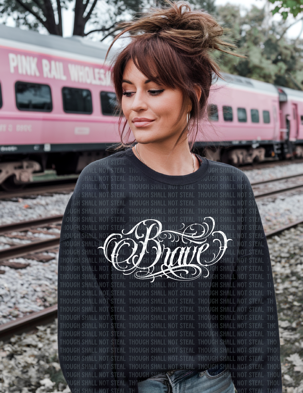 D-149 Brave Swirly Script Completed Tee