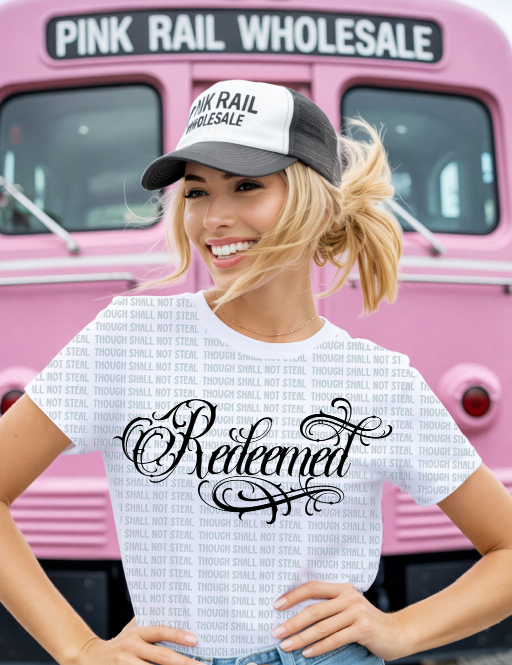 D-155 Redeemed Swirly Script Completed Tee