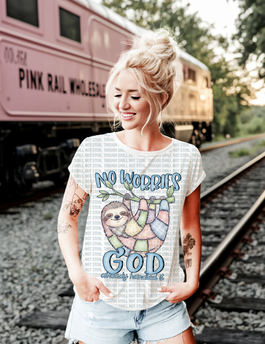 D-164 No Worries God Already Handled It Completed Tee
