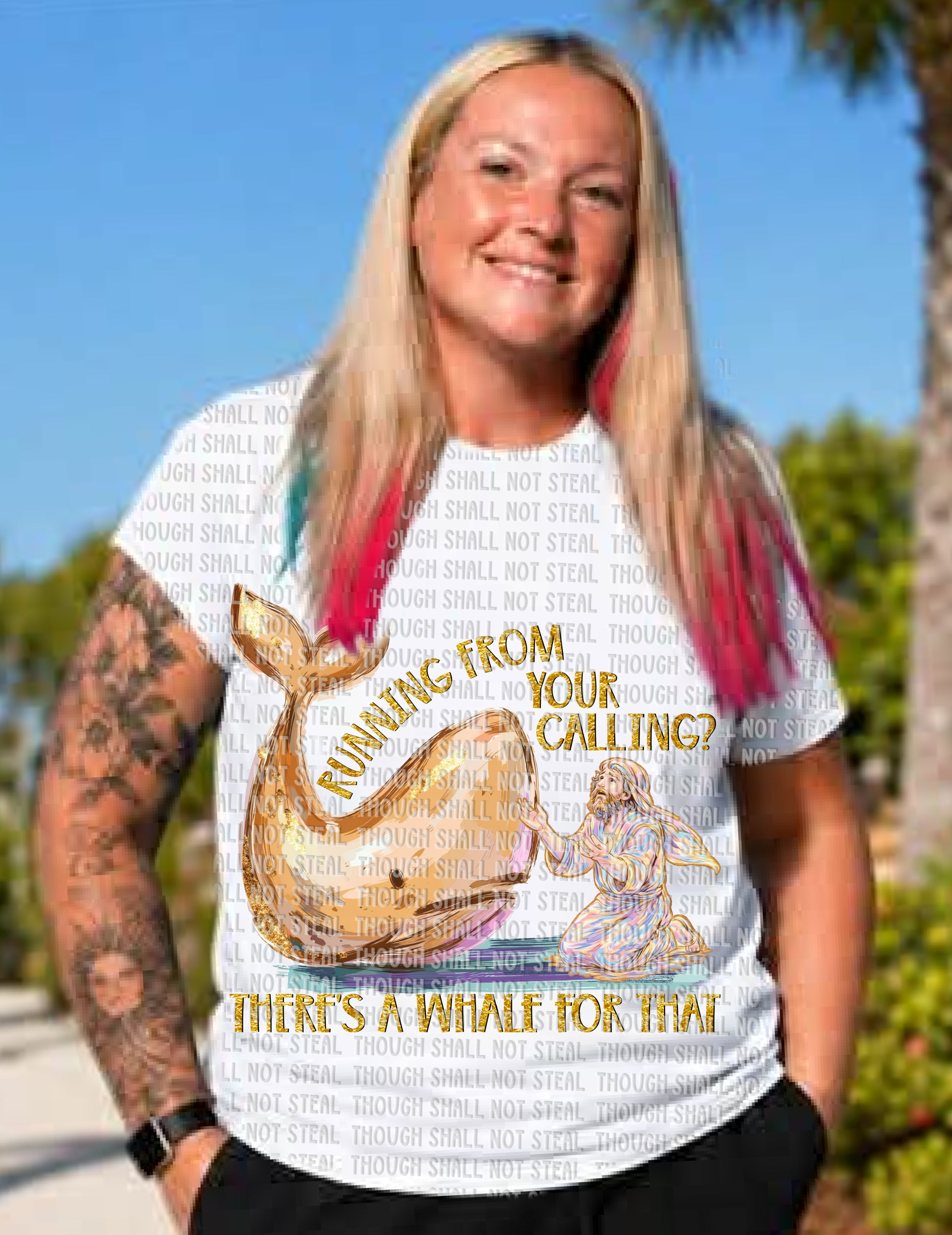 D-184 Running from your calling_ There_s a Whale for that Completed Tee
