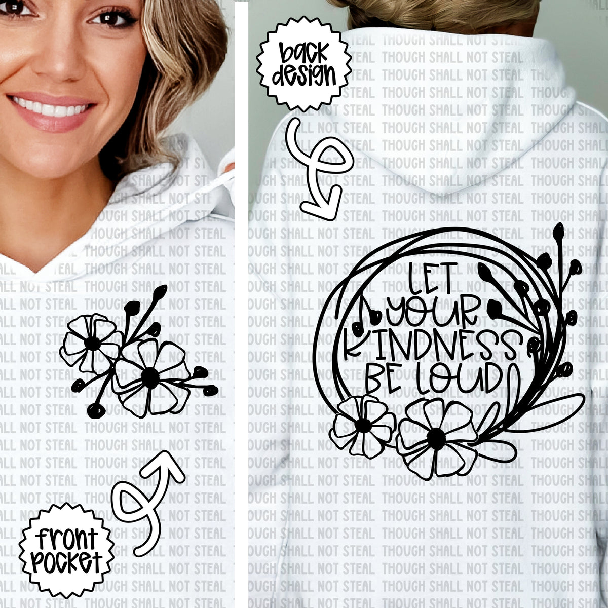 D-210 C Let your kindness be loud pocket design (Choose Color) DTF Transfer Only