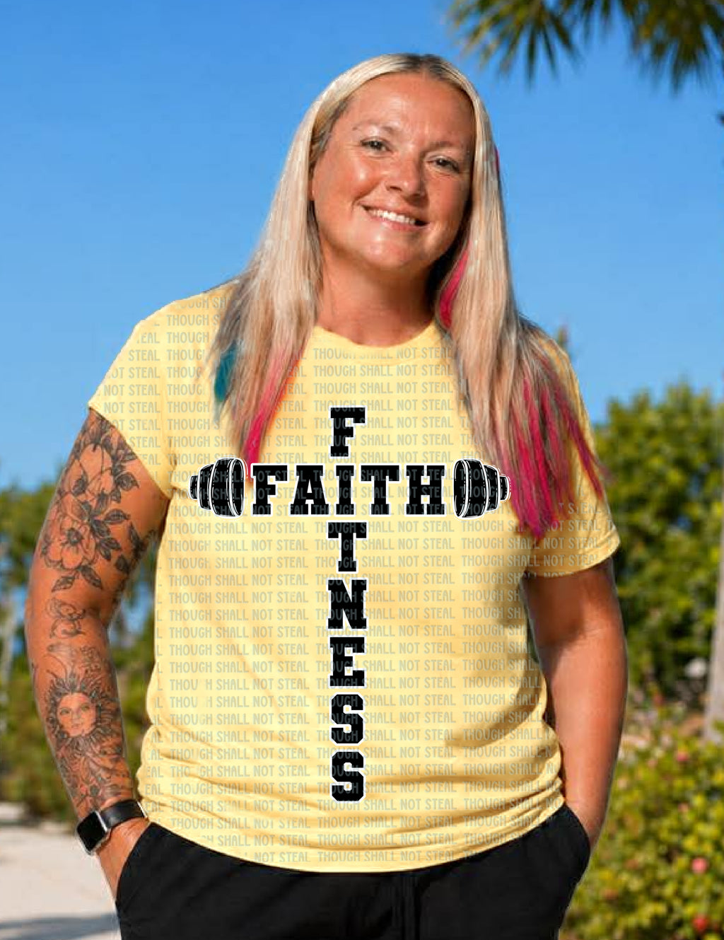 D-214 Faith Fitness Cross (Choose Color) DTF Transfer Only