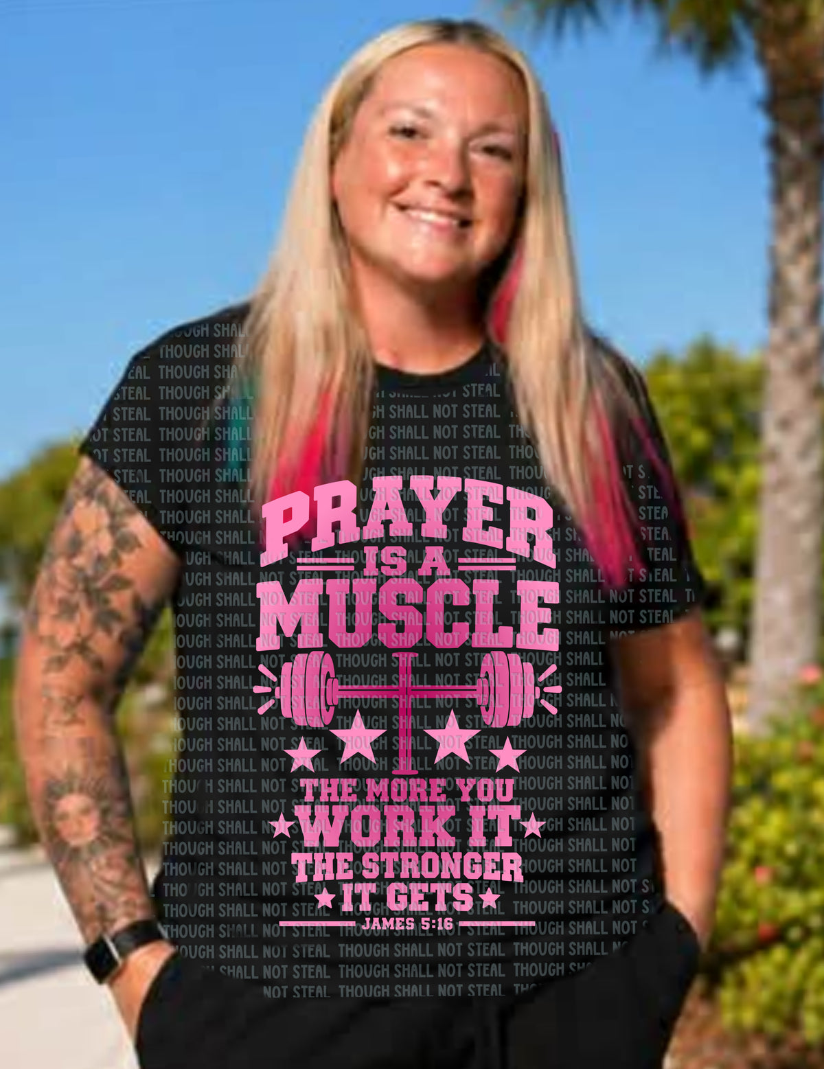 D-217 Prayer is a muscle (Choose Color) DTF Transfer Only