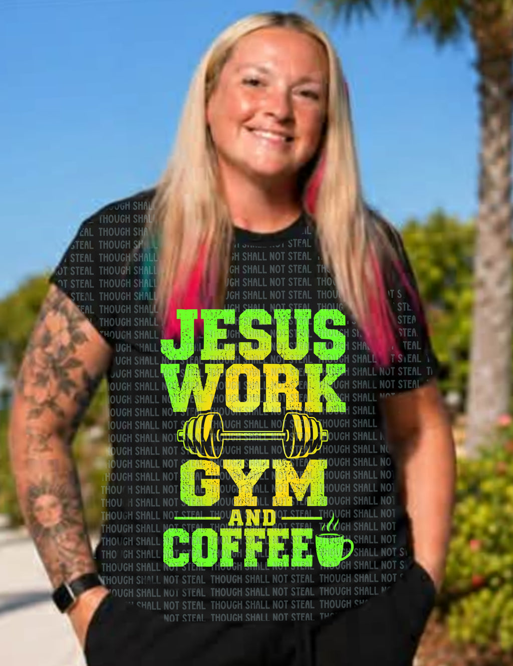 D-223 Jesus Work Gym Coffee (Choose One) DTF Transfer Only