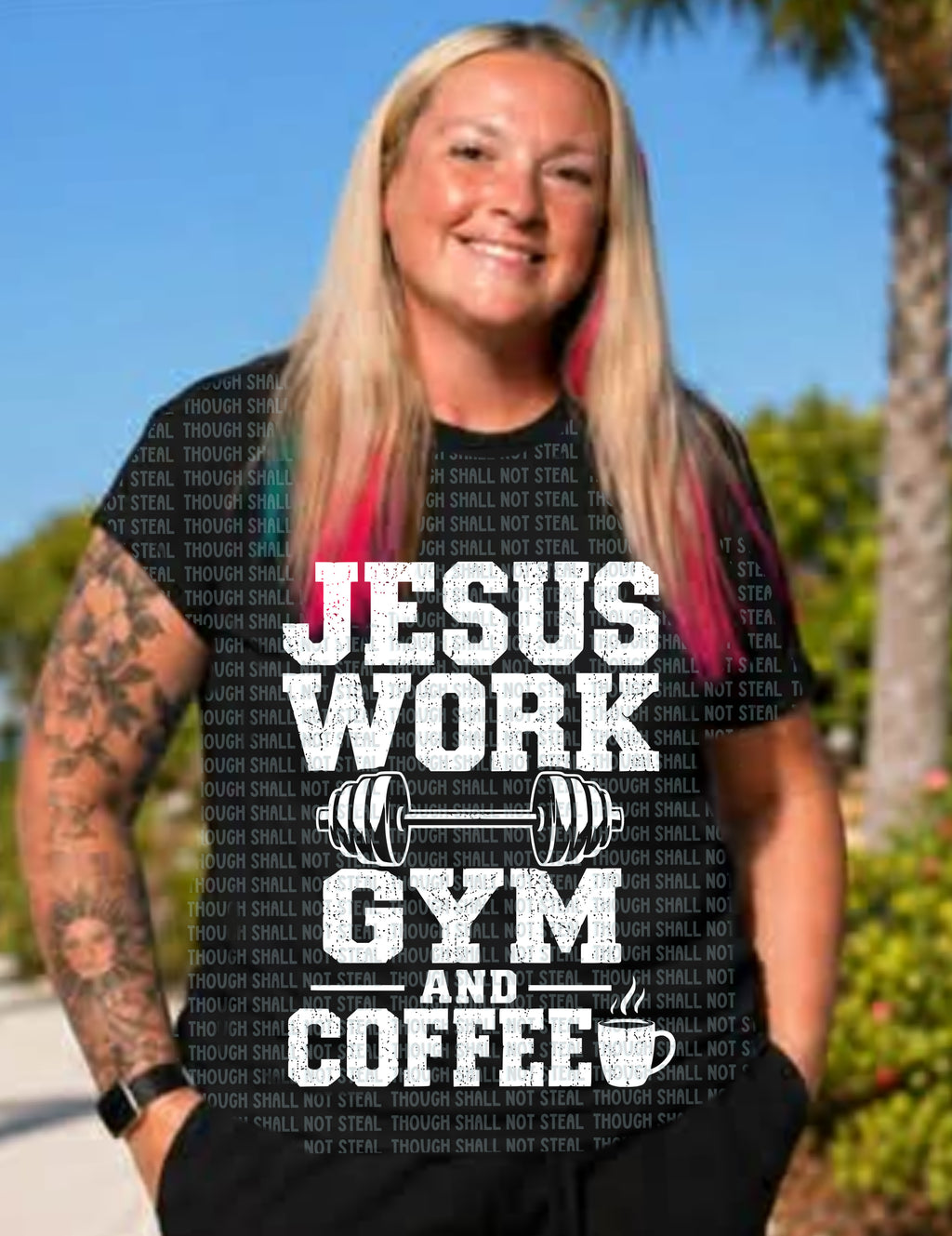 D-223 Jesus Work Gym Coffee (Choose One) DTF Transfer Only