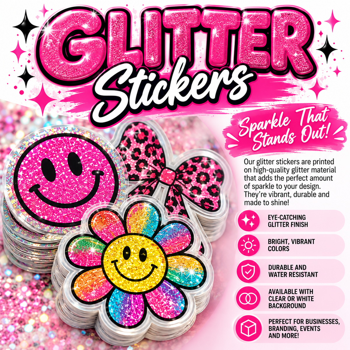 ✨ Custom Glitter Stickers