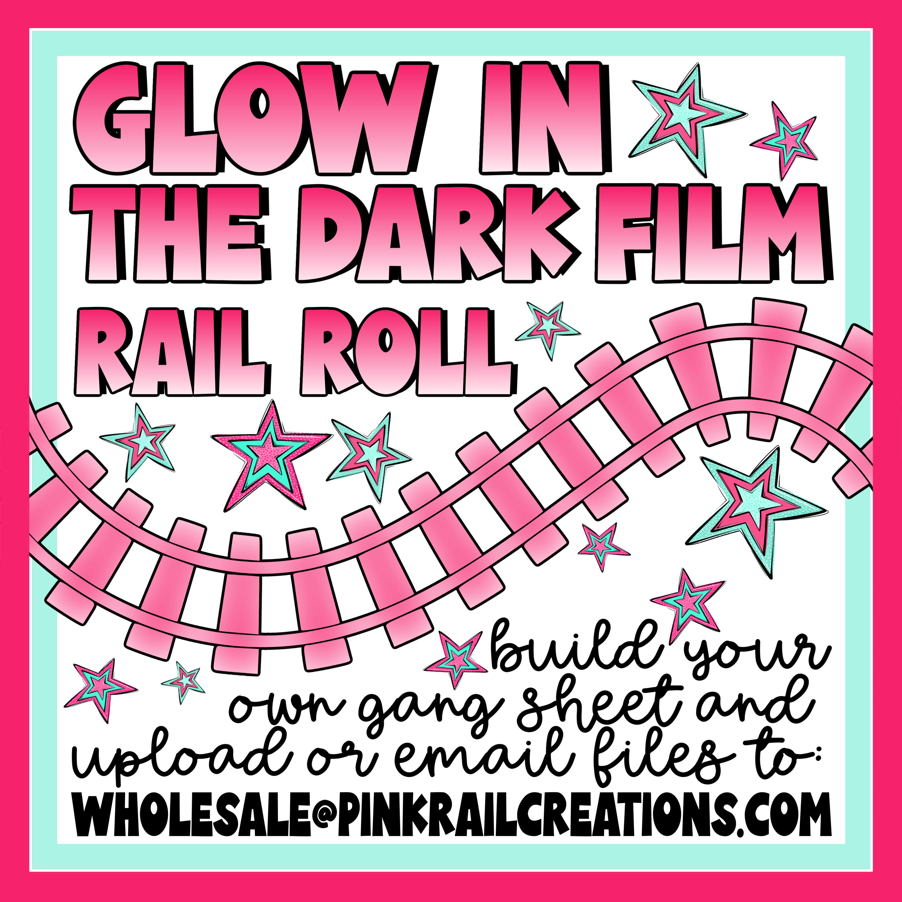 Glow in the Dark Film Rail Rolls 12" minimum purchase (DTF custom by the roll)