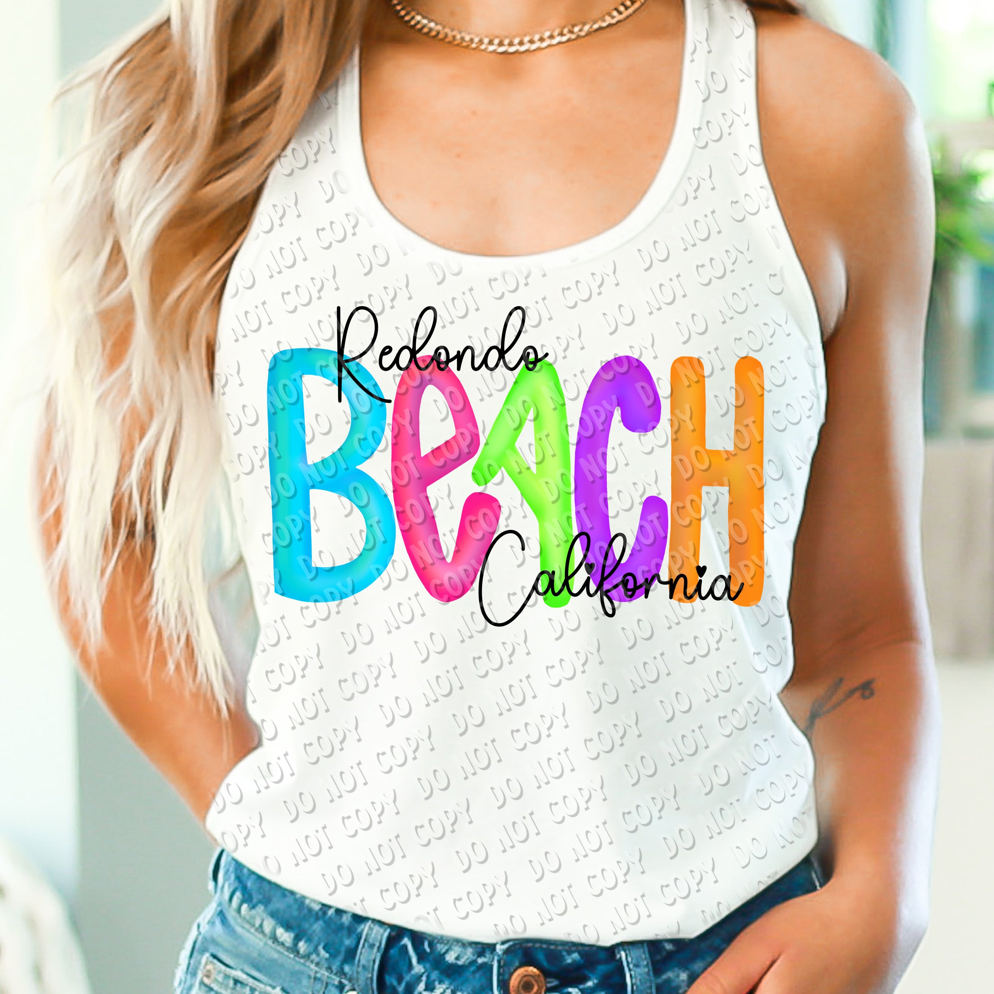 H-106 Beach Colored Letters completed tee