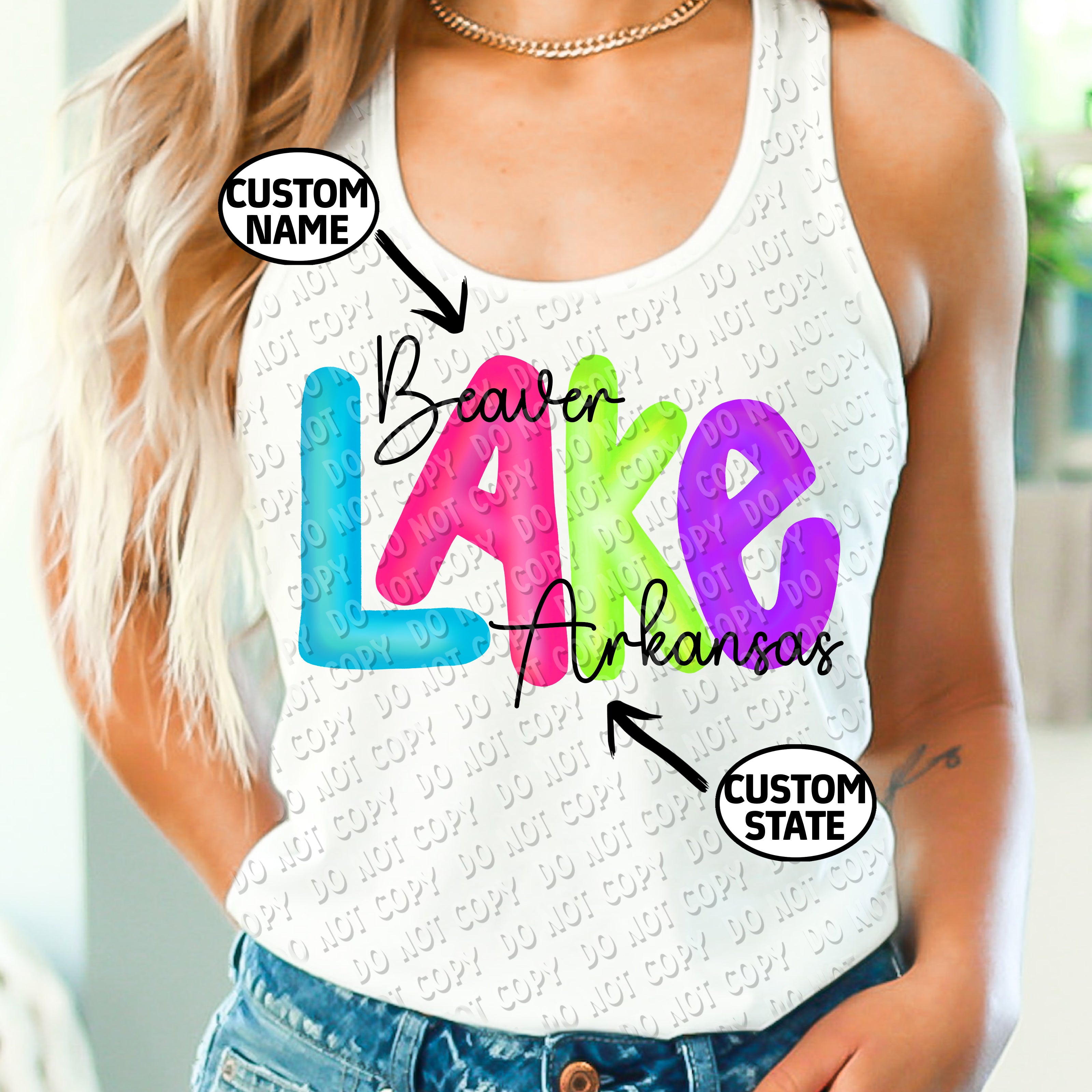 55-02 Custom Lake Colored Letters DTF TRANSFER ONLY
