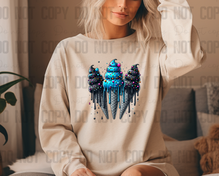 H-121 Black And Blue Icecream DTF TRANSFER ONLY