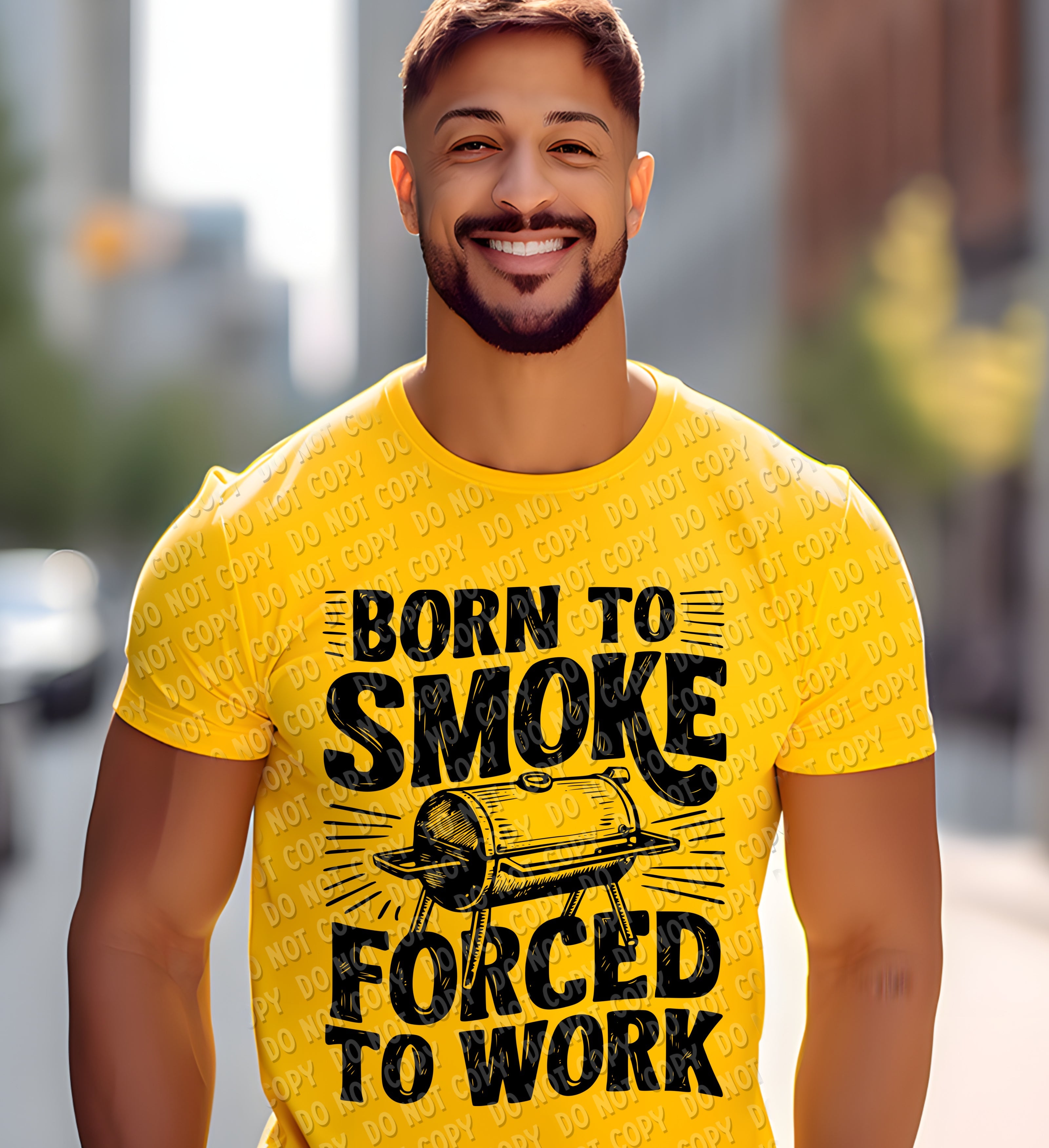 H-132 Born to Smoke Forced to Work - Black Completed Tee