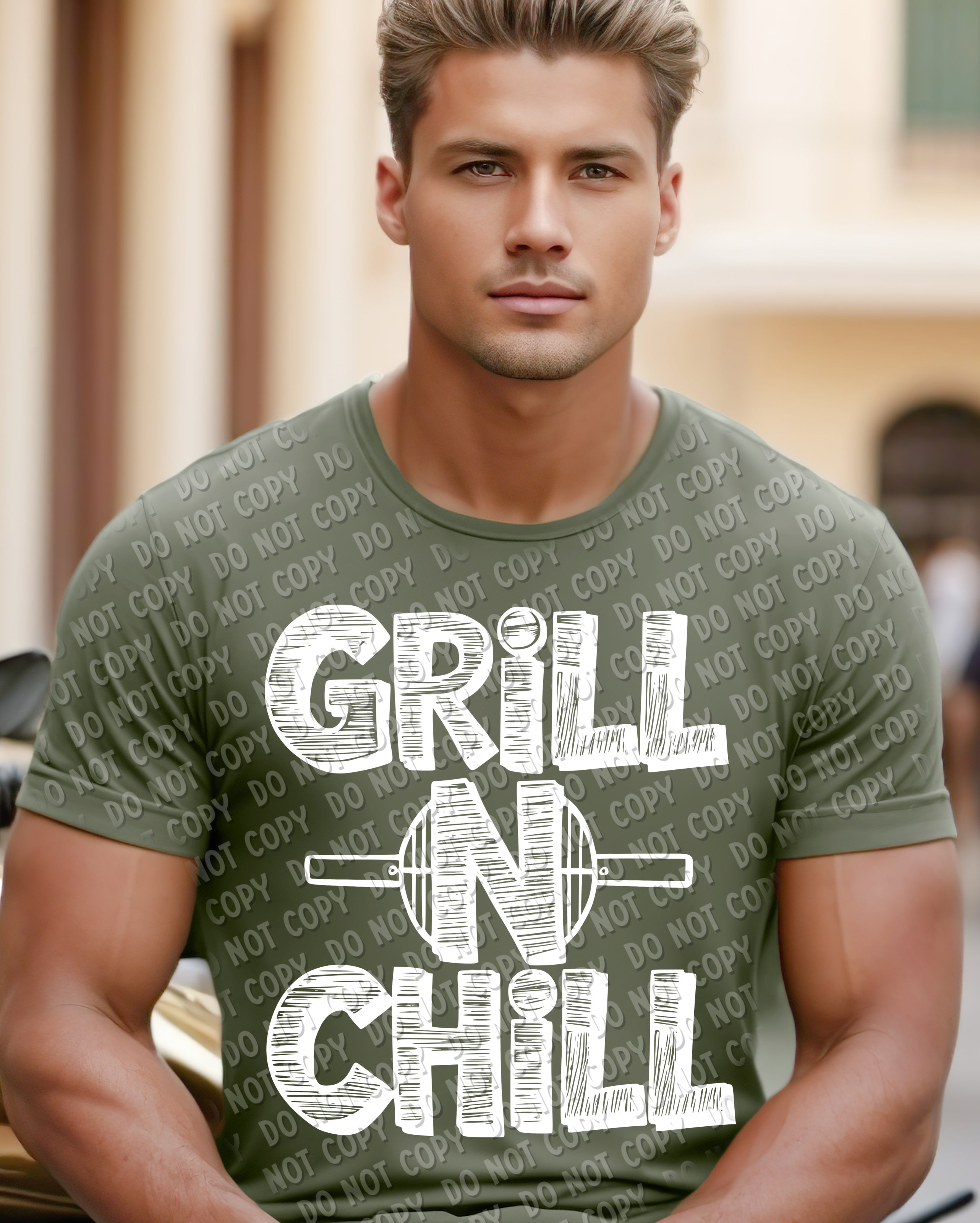 H-142 Grill N Chill White DTF TRANSFER ONLY