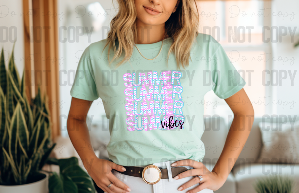 H-155 Summer Vibes Stack DTF TRANSFER ONLY