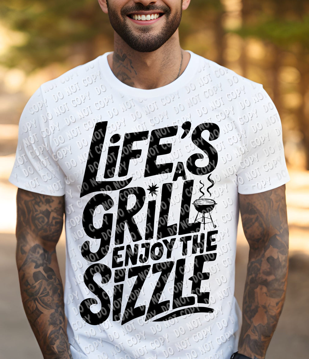 H-148 Life_s a Grill Black Completed Tee