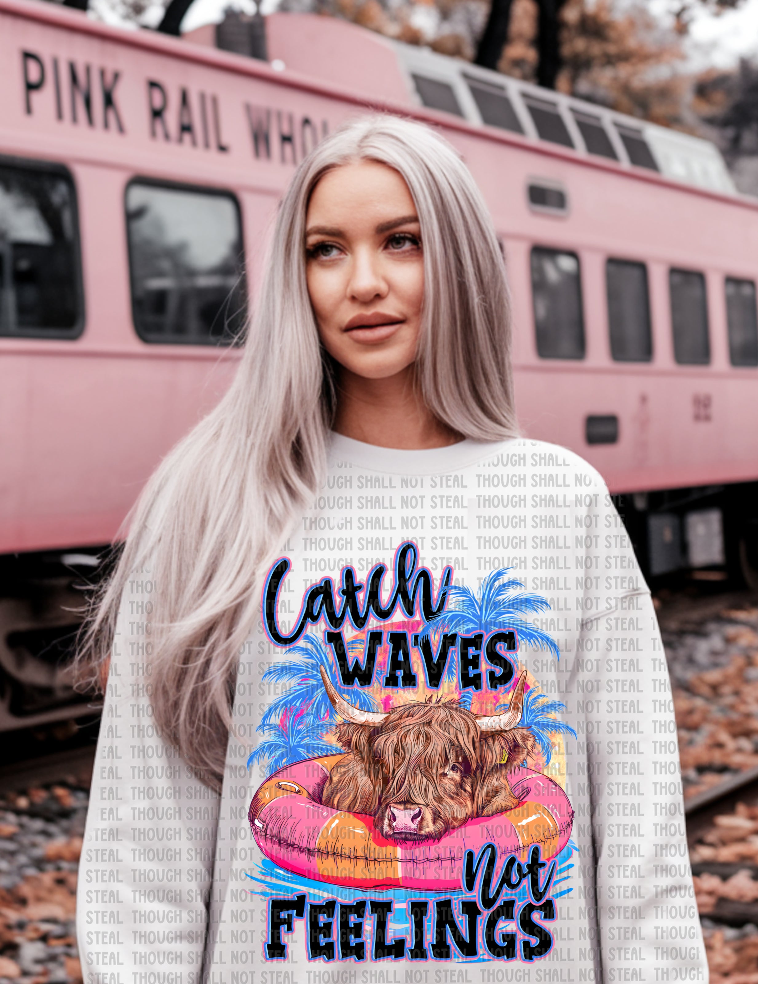 H-173 Catch Waves Not Feelings Completed Tee