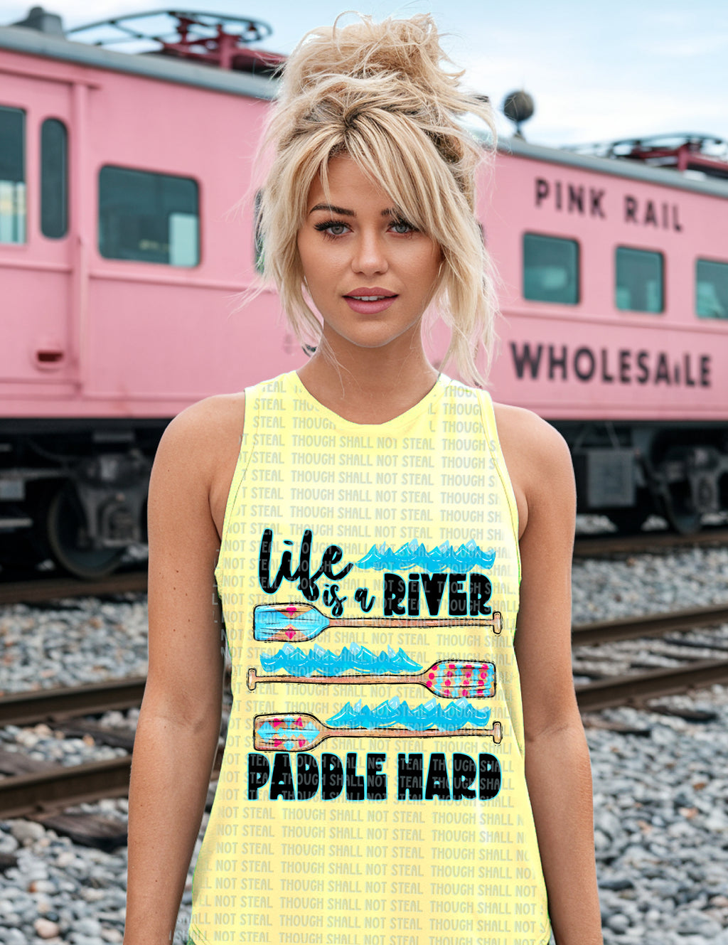 H-212 Life is a River, Paddle Hard Completed Tee