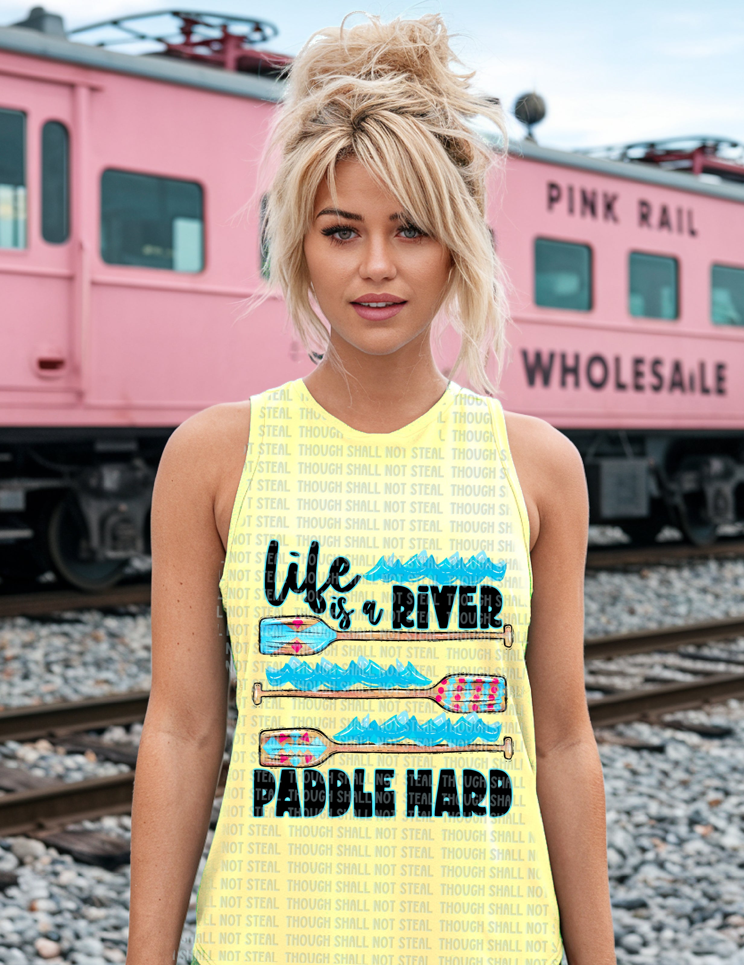 H-212 Life is a River, Paddle Hard Completed Tee
