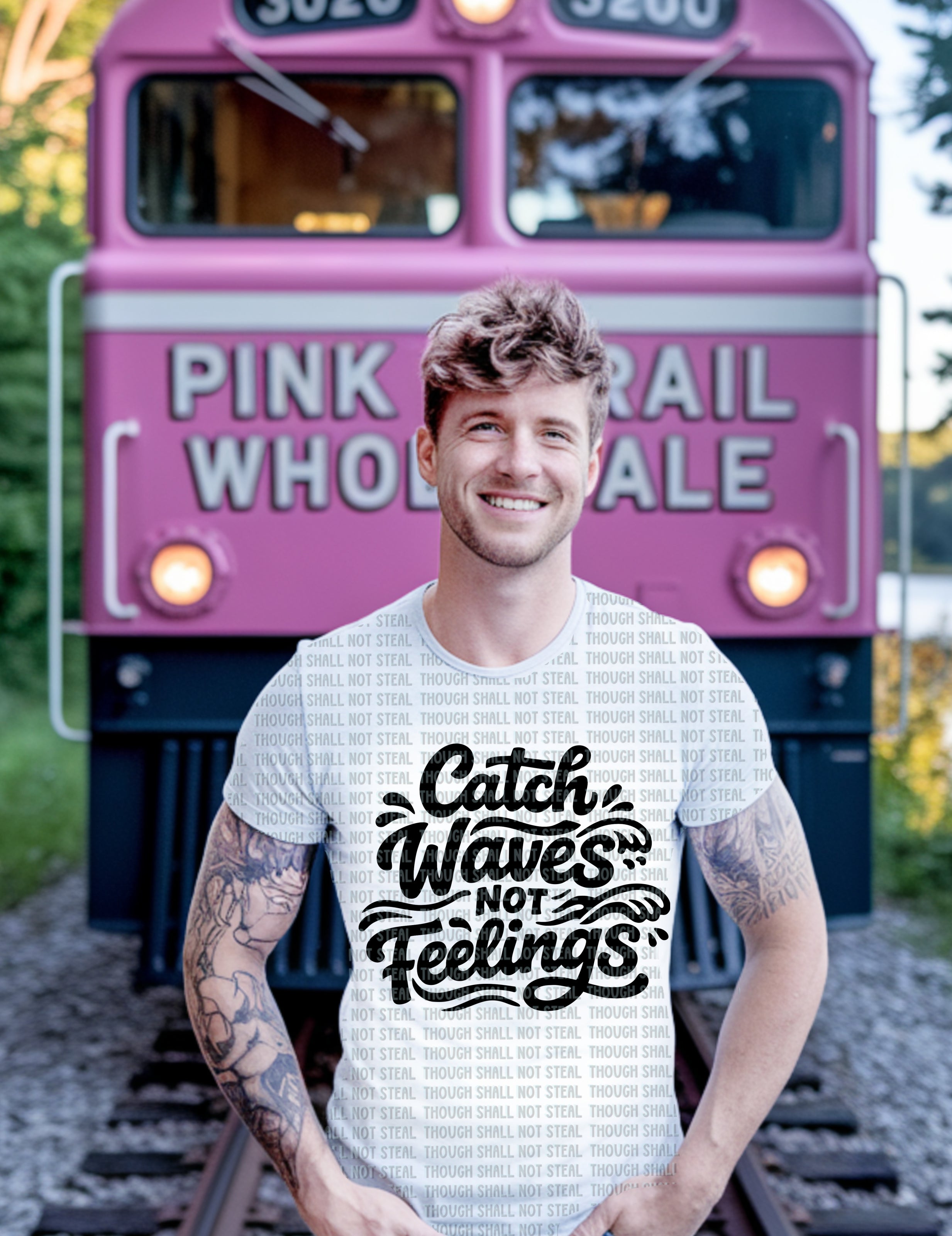H-222 Catch waves not feelings Completed Tee