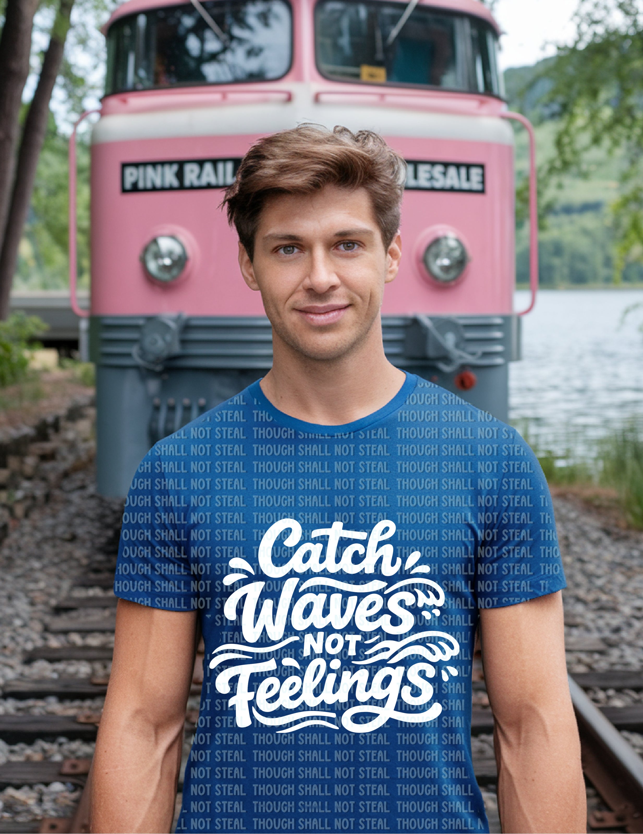 H-222 Catch waves not feelings Completed Tee