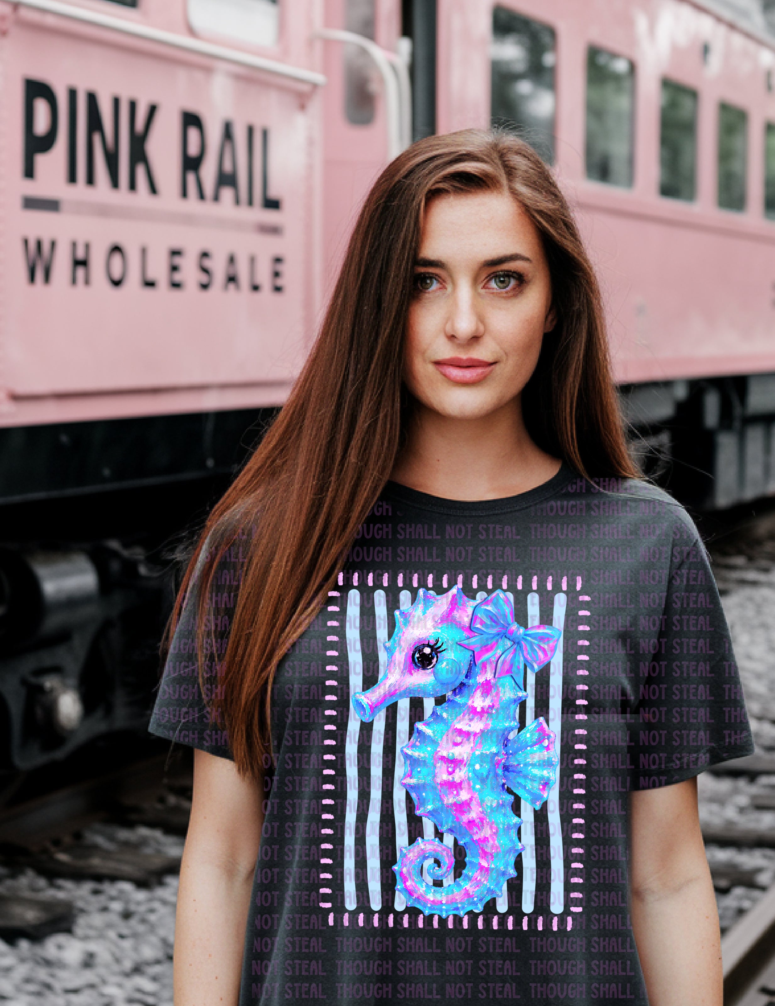H-223 Pastel Sea Horse Completed Tee