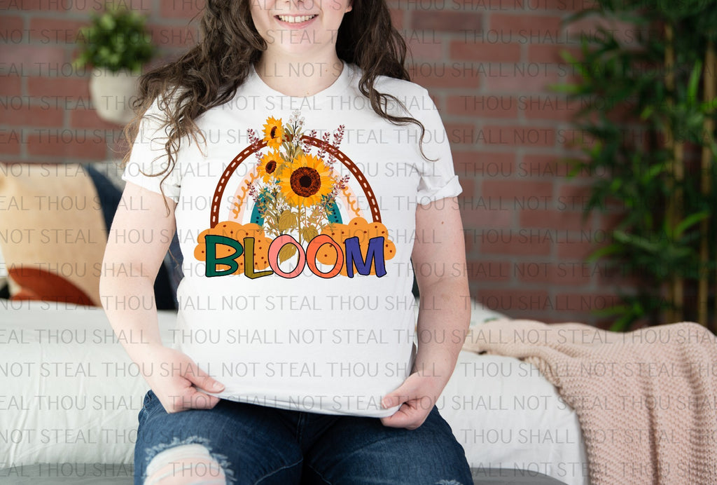 H-230 Bloom Rainbow and Sunflowers Completed Tee