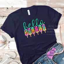 Load image into Gallery viewer, H-32 Hello Summer Popsicles Completed Tee
