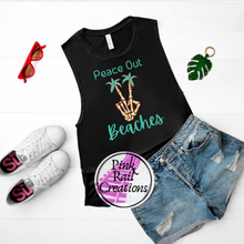 Load image into Gallery viewer, H-53 Peace Out Beaches Skellie Palm Trees Completed Tee
