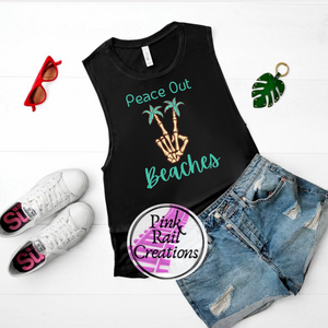 H-53 Peace Out Beaches Skellie Palm Trees Completed Tee