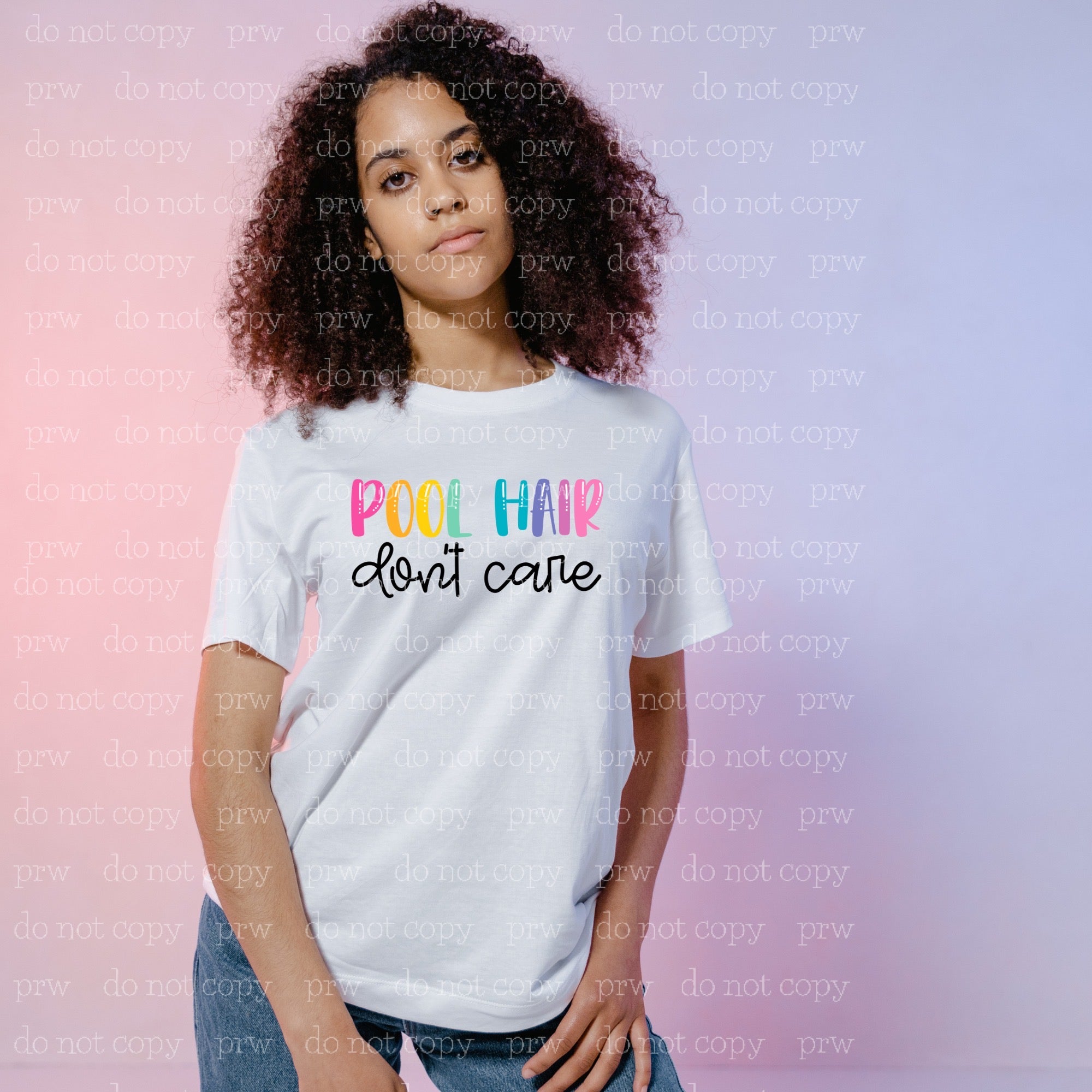 H-01 Pool Hair Dont Care Bright  DTF TRANSFER ONLY