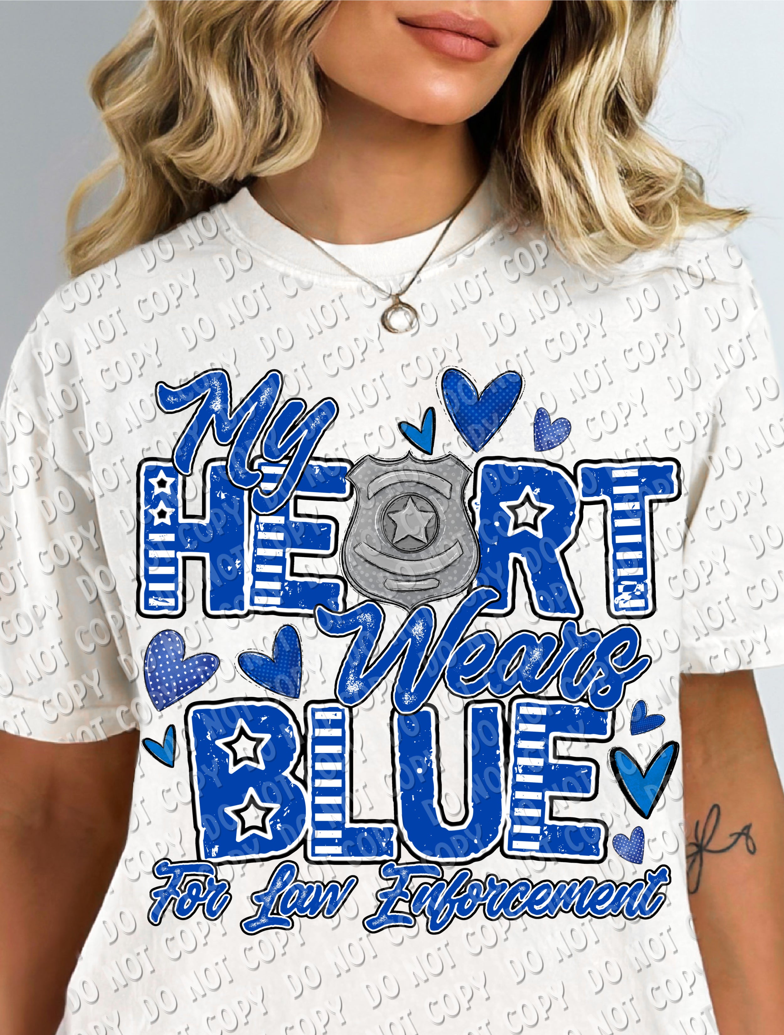 K-34 My Heart Wears Blue For Law Enforcement DTF Transfer ONLY