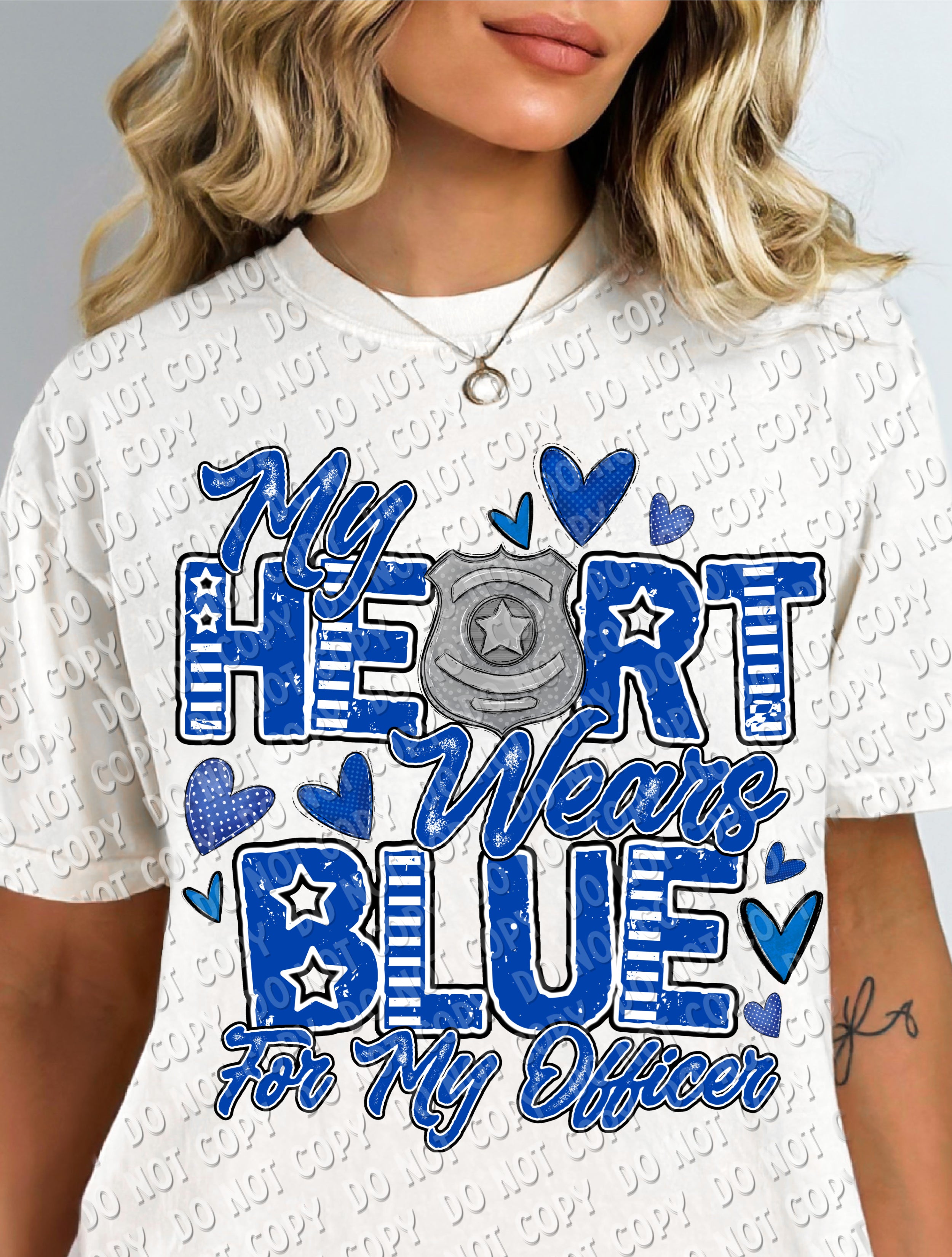 K-35 My Heart Wears Blue For My Officer DTF Transfer ONLY