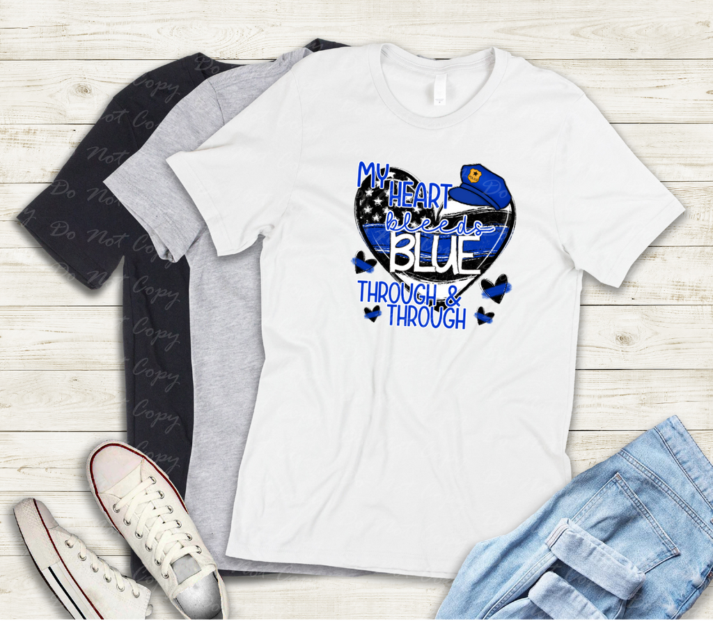 K-49 My Heart Bleeds Blue Completed Tee