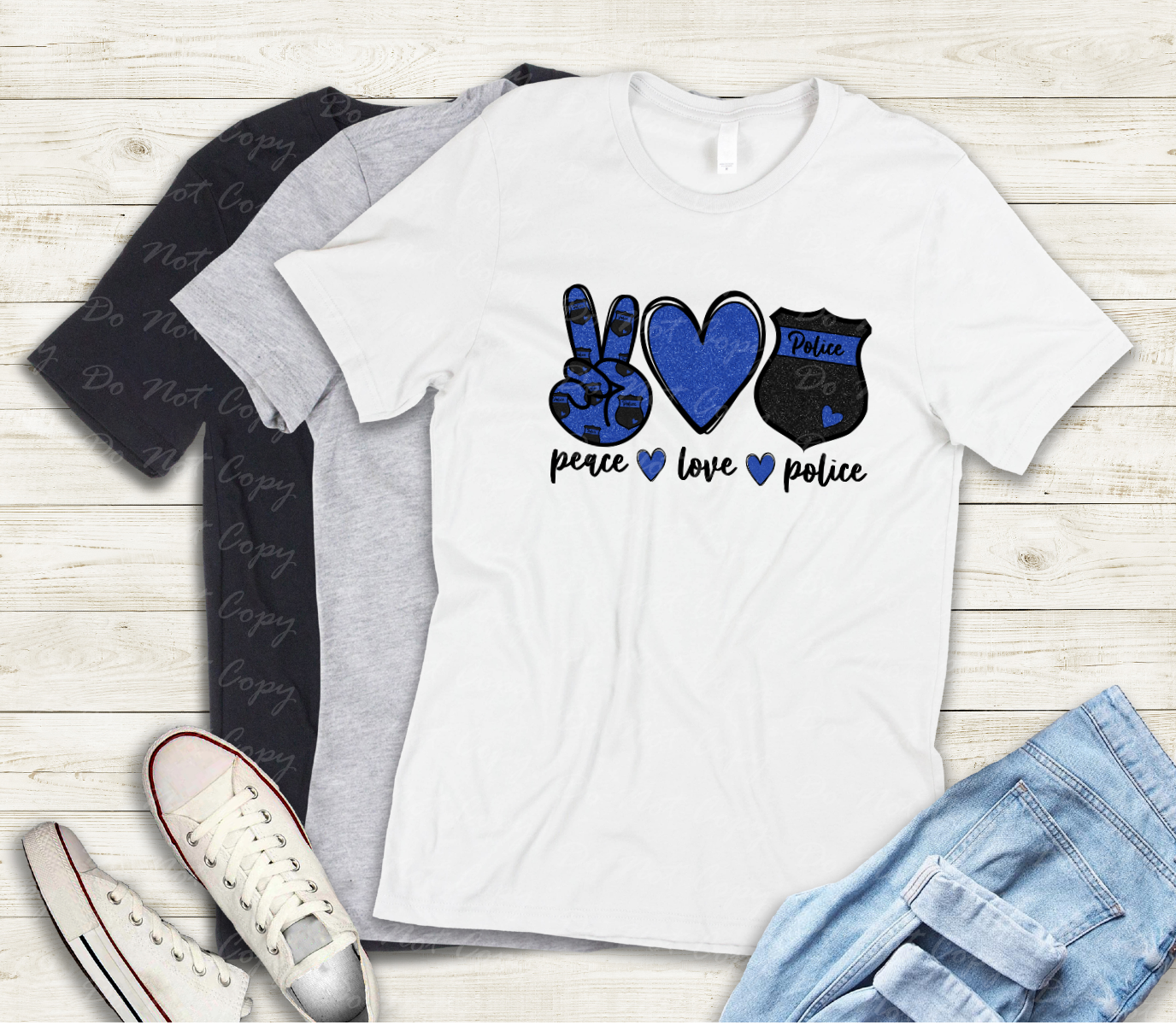 K-50 Peace Love Police DTF Transfer ONLY