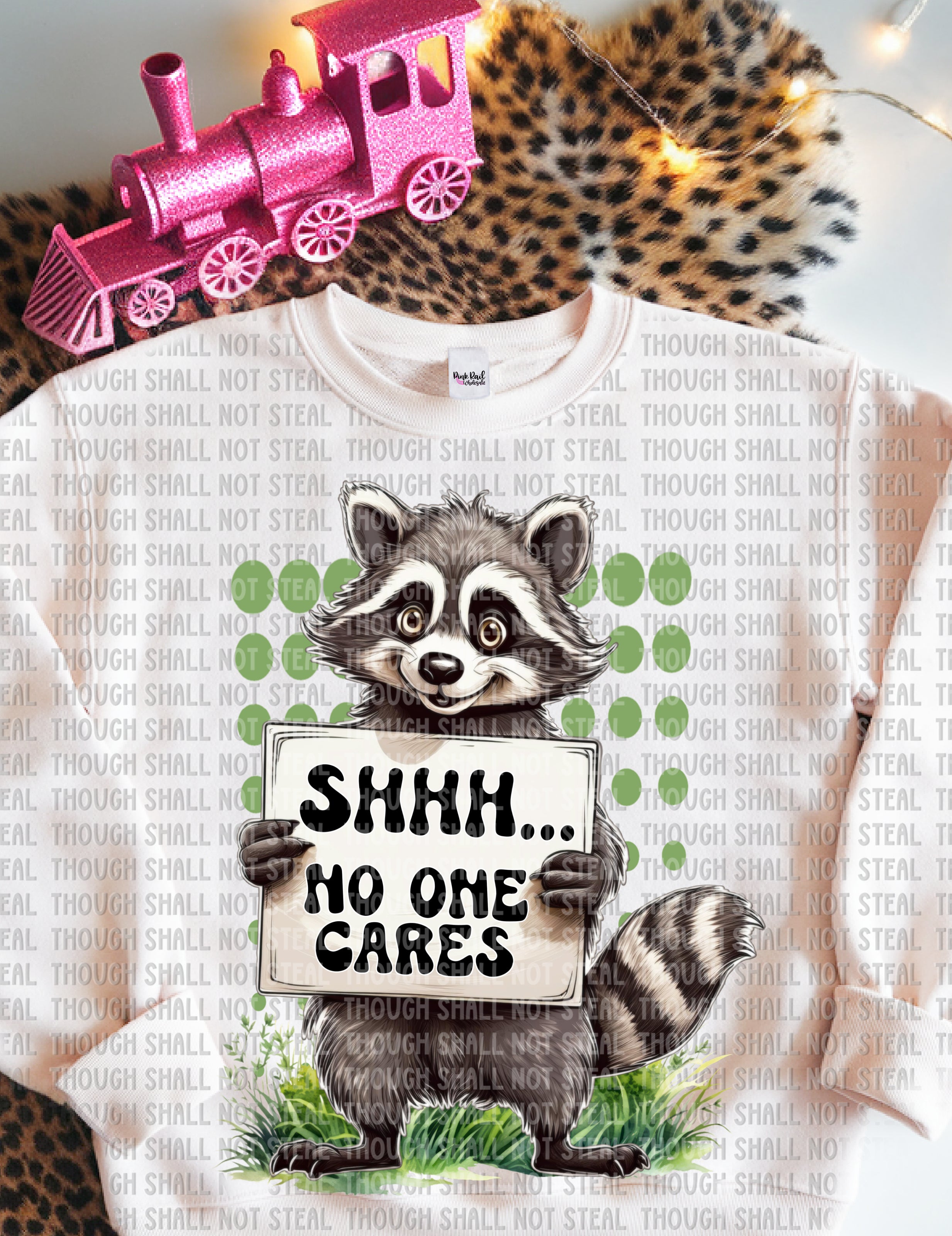 L-165A SHHH... No one cares - Green Completed Tee
