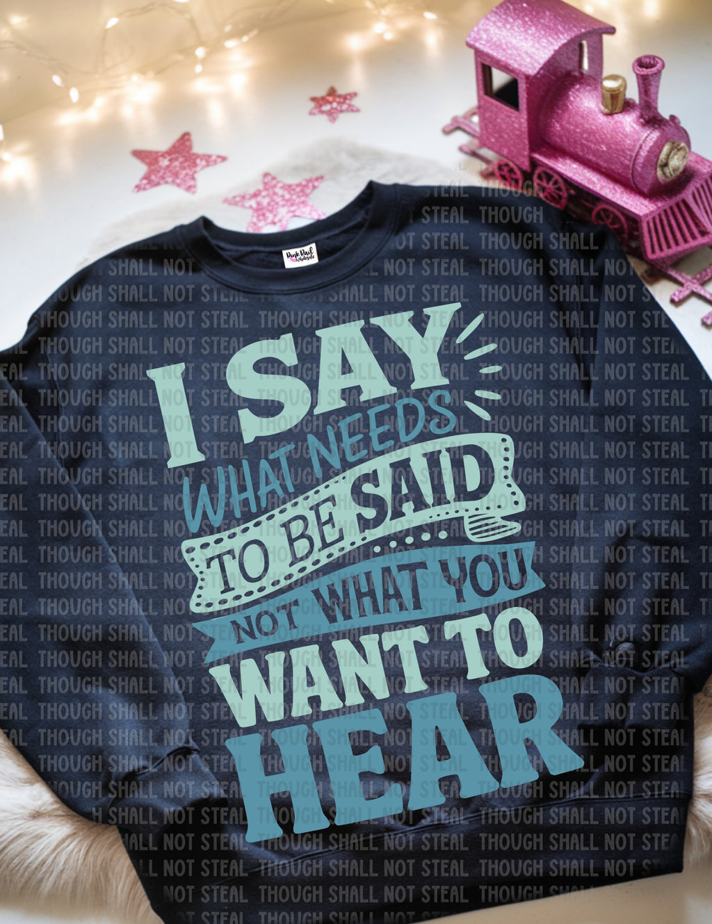 L-170B I say what needs to be said - Green Blue Completed Tee