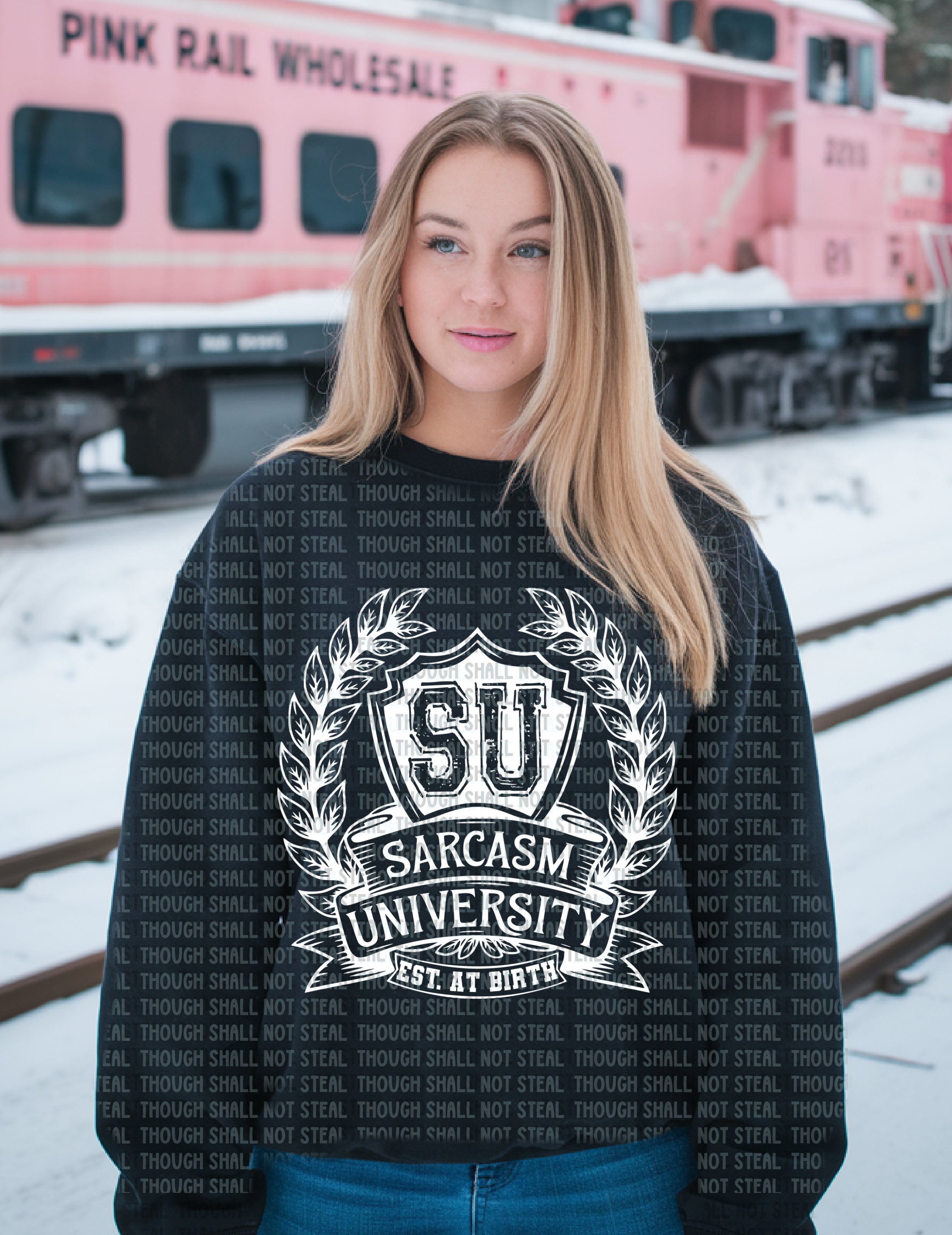 L-190 C White Sarcasm University DTF TRANSFER ONLY