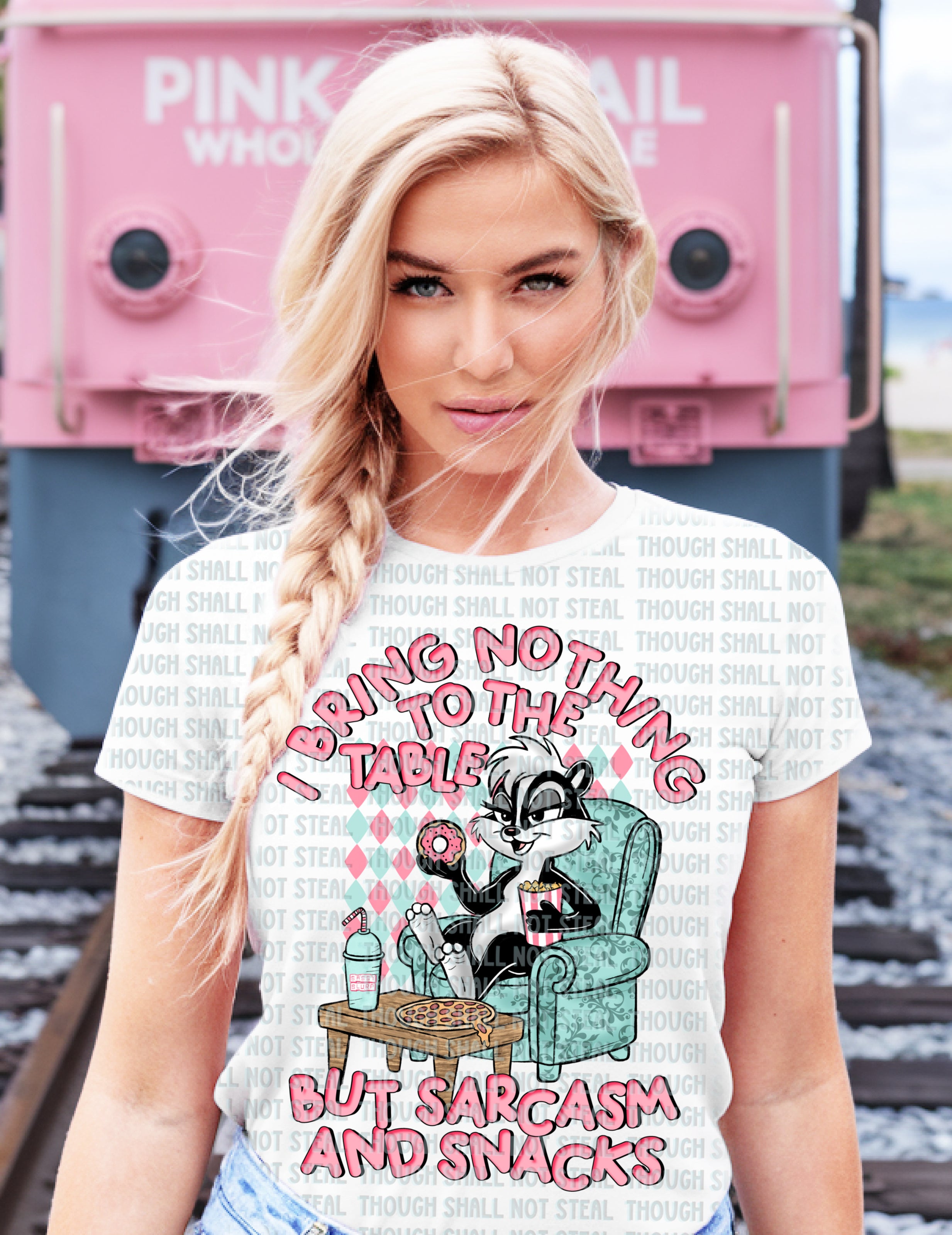 L-261 I bring nothing to the table but sarcasm and snacks Completed Tee