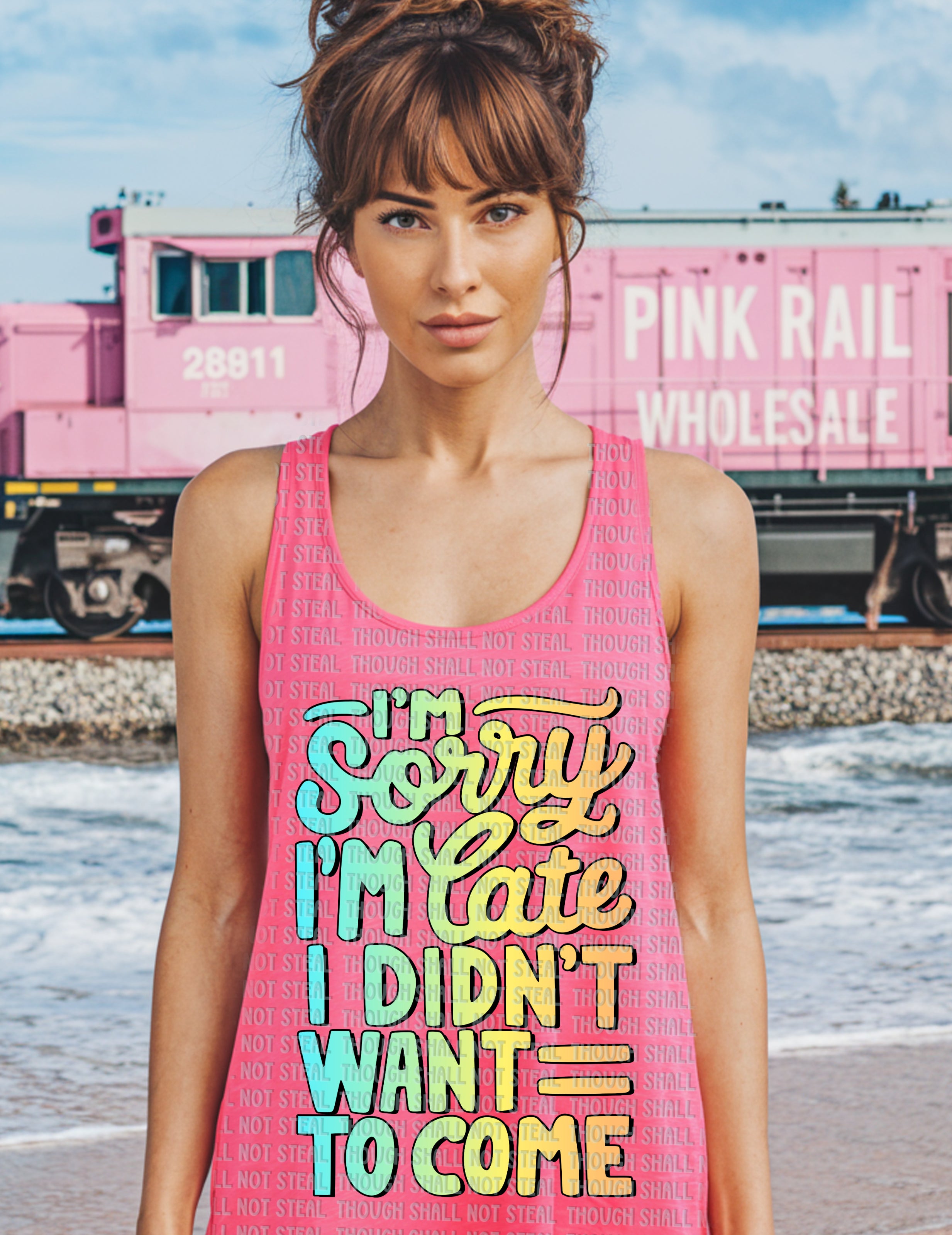 L-262 I_m Sorry I_m Late Completed Tee